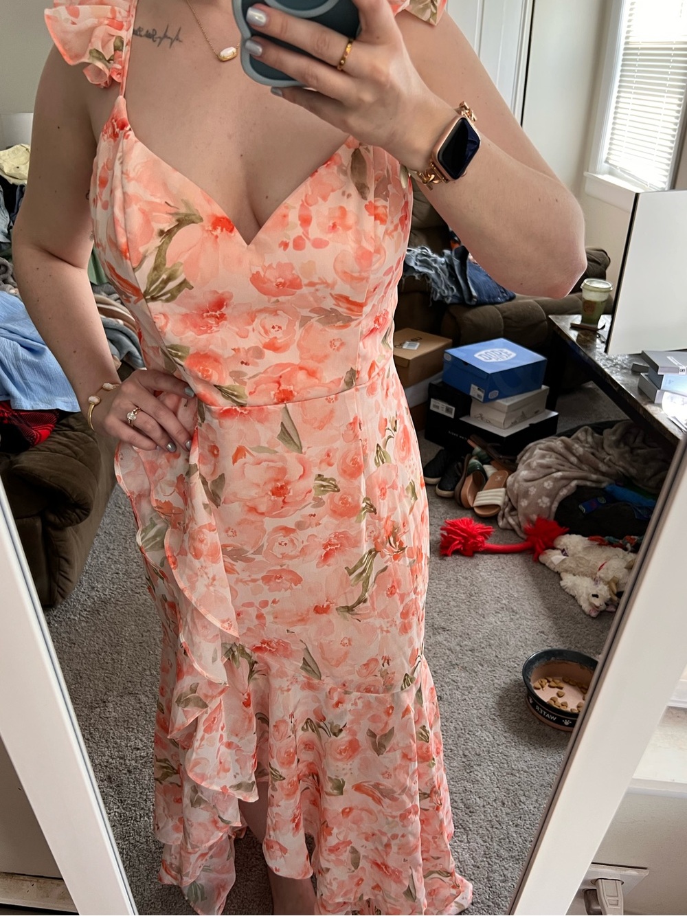 Lulus peach floral dress